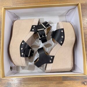 MK Colby Leather Wedge Sandals